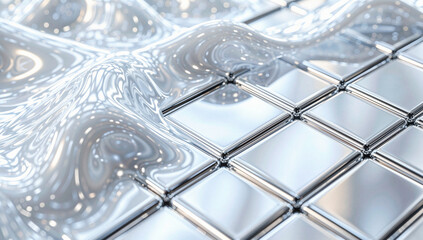Metallic Surface with Grid and Wavy Pattern