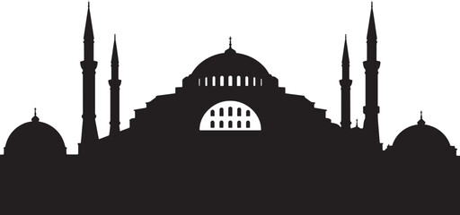 Fototapeta premium Hagia Sophia Silhouette Vector Illustration Landmark of Istanbul Turkey Architecture