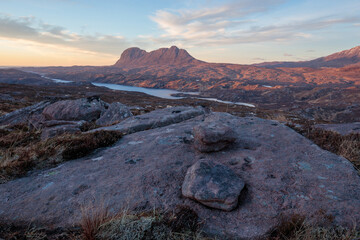 Suilven viewed from the lower flanks of Cul Mor in Assynt & Coigach, Scottish Highlands