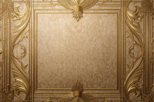 Sophisticated golden geometric pattern with an art deco flair on a textured backdrop.