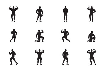 Naklejka premium Bodybuilder Silhouettes Collection
