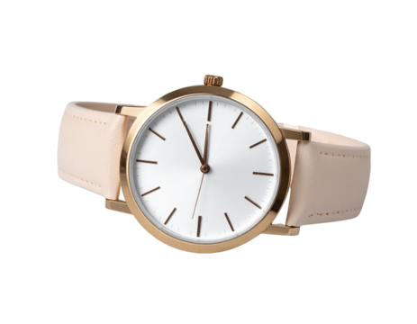 Minimal design women wristwatch isolated on transparent background