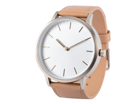 Minimal design women wristwatch isolated on transparent background