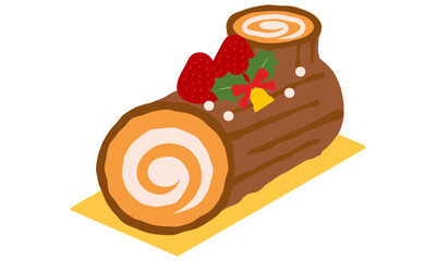 クリスマスのお菓子ブッシュドノエルのイラストセット