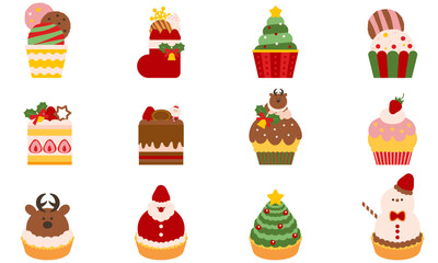 クリスマスのお菓子セットのイラストセット