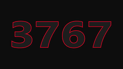 Neon glowing number illustration. on a black background. 4k illustration.