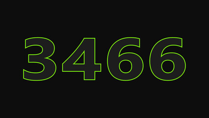 Neon glowing number illustration. on a black background. 4k illustration.