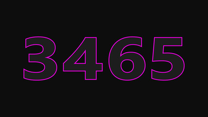 Neon glowing number illustration. on a black background. 4k illustration.