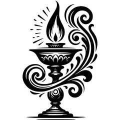 Diwali Diya Vector | Ornamental Oil Lamp SVG Decorative Festival Design