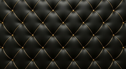 Rich black tufted leather texture with diamond stitching for luxurious backgrounds