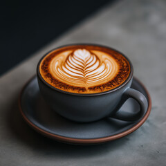 Coffee cappuccino with heart latte art