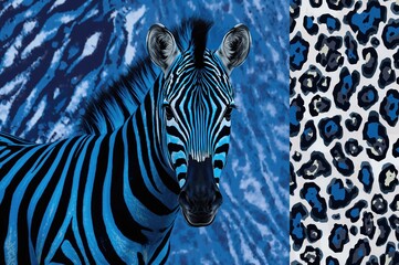 Creative Animal Banner Featuring Blue Zebra and Leopard Patterns