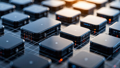 Grid of Electronic Devices with Lights