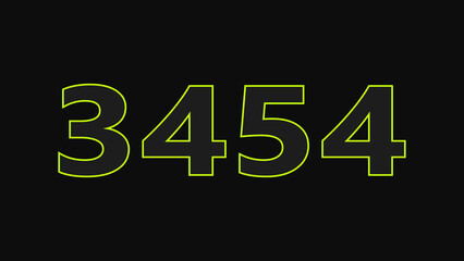 Neon glowing number illustration. on a black background. 4k illustration.