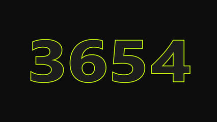 Neon glowing number illustration. on a black background. 4k illustration.