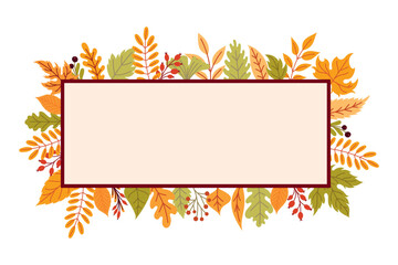 Autumn leaves rectangle frame template