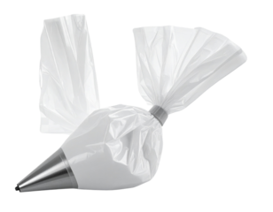 Pastry piping bag with metal tip for cake decorating isolated on transparent backgrou