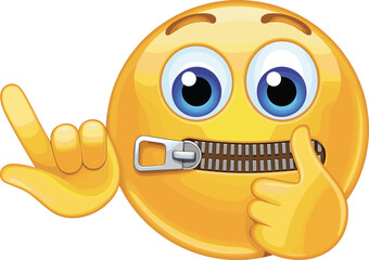 That emoji is definitely asking for silence! Here is the title and keyword list for Adobe Stock