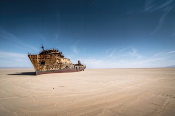 Obraz premium Shipwreck in a Deserted Saltwater Lake
