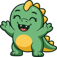 That happy dinosaur is adorable! Here is the title and the keyword list you requested, formatted for Adobe Stock