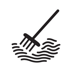 Zen garden rake making ripple lines in sand vector silhouette clip art logo design concept illustration