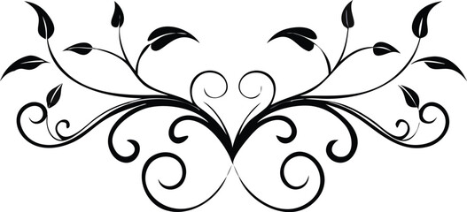 Delicate black floral ornament isolated on white background, ideal for adding a refined and artistic touch to any design or creative work