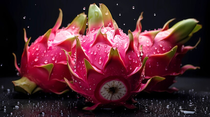 Bright dragon fruit with its seed