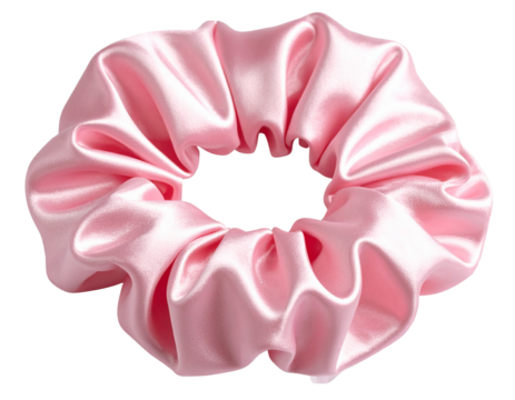 Pink Satin Scrunchie PNG Isolated on Transparent Background for Fashion and Hair Acce