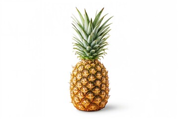 White pineapple on a plain background, isolated tropical fruit with green hues, healthy food concept