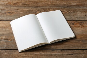 Fototapeta premium Blank notebook opened on wooden surface