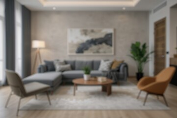 Contemporary living area with a comfortable sectional couch, artistic textured walls, and chic decorations offering a warm and inviting space to unwind