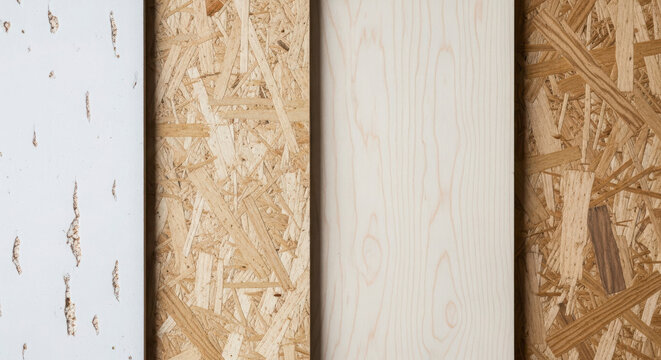 Various wood paneling materials displayed in a row for comparison