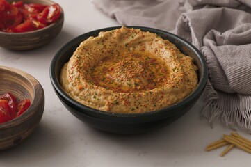 Herbed Smoky Eggplant Spread with Paprika on a Bright Surface