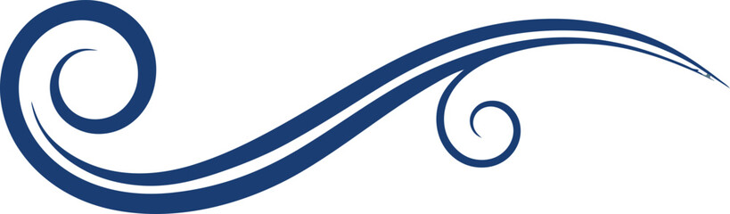 Elegant swirl isolated on white background, featuring a smooth, flowing line with delicate curves, perfect for adding a touch of sophistication to designs