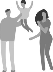 Family icon vector.A happy multiethnic family parents and little children.Vector silhouette of a happy family isolated on white background.