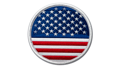 American Flag Military Patch on Transparent Background