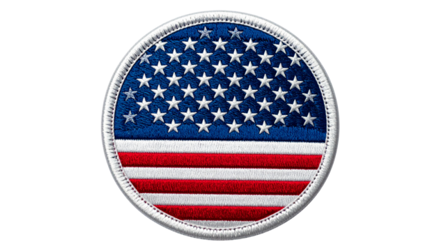 American Flag Military Patch on Transparent Background