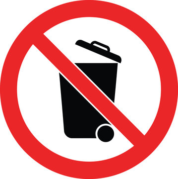 Prohibition sign vector trash can icon scalable eps no dumping warning symbol