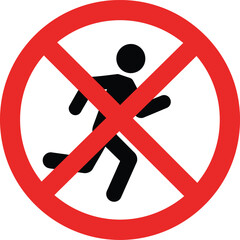 Obraz premium No running symbol vector graphic scalable eps icon illustration for safety and warning signs