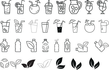 Summer Refreshing Drink Icon Collection