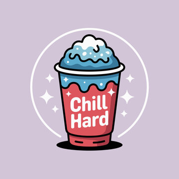Vibrant chill hard slushy drink with sparkling accents and cute kawaii style for summer refreshment and fun beverage concepts vector