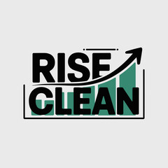Rise clean business growth concept graphic showing upward trend arrow over green bars and text vector