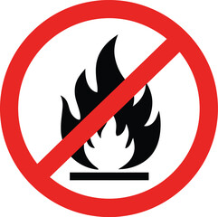 Scalable vector prohibition sign no open flames icon eps file for safety alerts