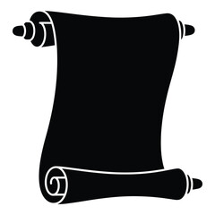 Classic black scroll with white outline for declarative titles and ancient documents silhouette