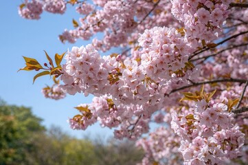 Fototapeta premium A profusion of rosy sakura flowers