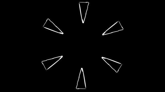 White sketch-style action lines animation on black background, dynamic comic and manga effect element used for impact, speed, and emphasis in motion graphics, cartoons, and video editing projects.