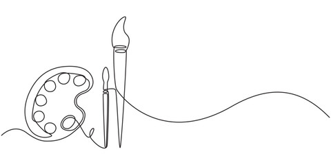 Continuous Line Drawing of Art Class Icon. Hand Drawn Symbol Vector Illustration. One Continuous Line Drawing of Art Class Icon. Single Line Vector Illustration