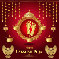 Happy Laxmi Puja and Dhanteras greeting card. 