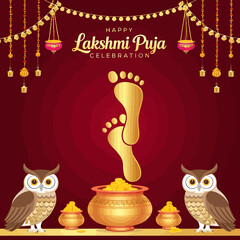 Happy Laxmi Puja and Dhanteras greeting card. 