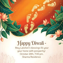 Happy Laxmi Puja and Dhanteras greeting card. 